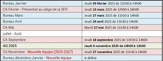 Ca calendrier 2025