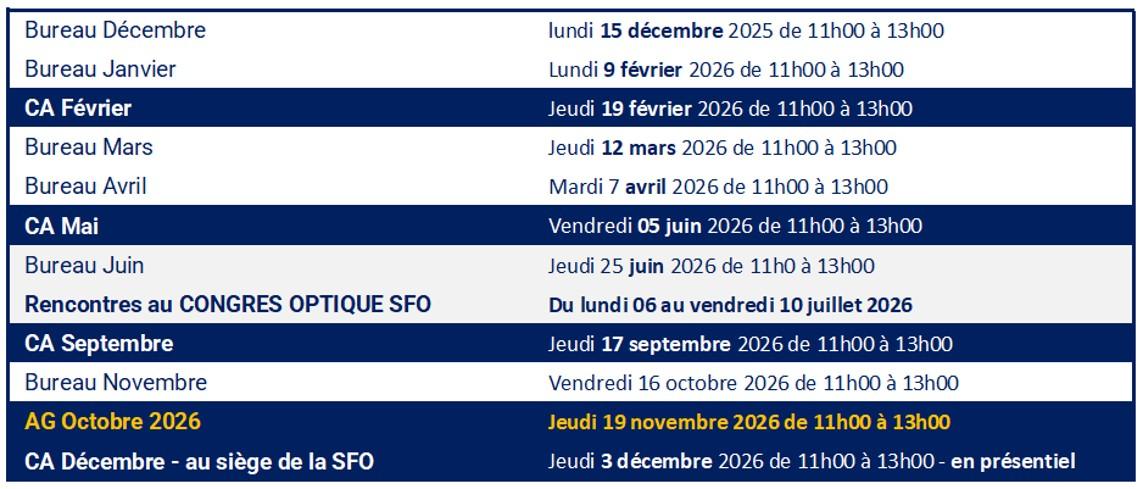 Calendrier statutaire approbation ca212 de la sfo
